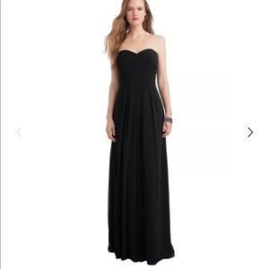 Bill Levkoff Black Chiffon Sweetheart Floor Length Bridesmaid Dress